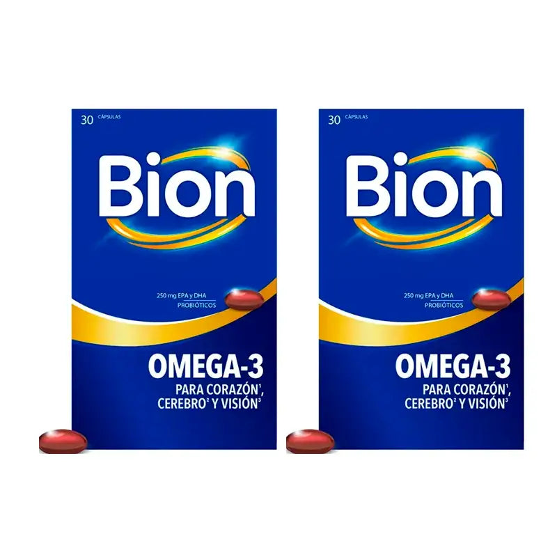 Bion3 Omega-3 mit Probiotika, Packung 2 x 30 Kapseln