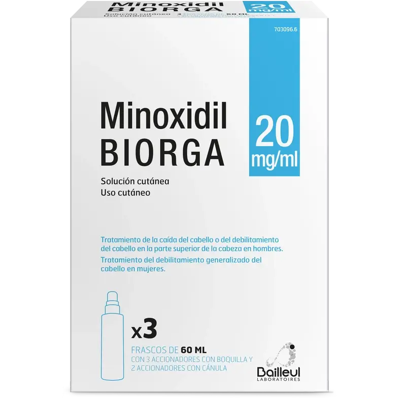 Biorga 20 Mg/ ml Minoxidil Hautlösung 3 Flaschen 60 ml + 3 Düsenbetätiger und 2 Kanülenbetätiger