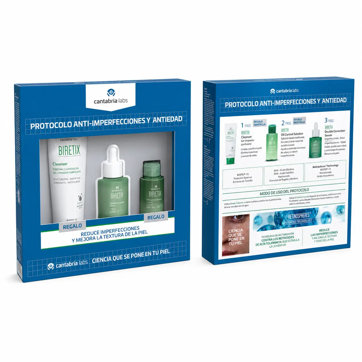 Biretix Anti-Unreinheiten- und Anti-Aging-Pflegeserie, 3er-Pack