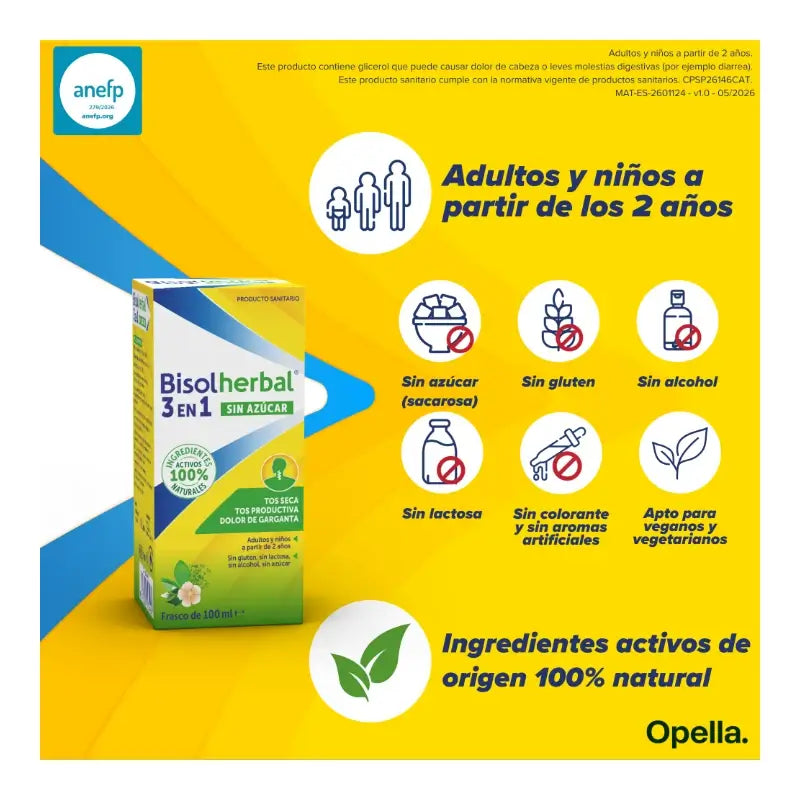Bisolherbal 3-in-1 zuckerfreier Sirup, Flasche 100 ml