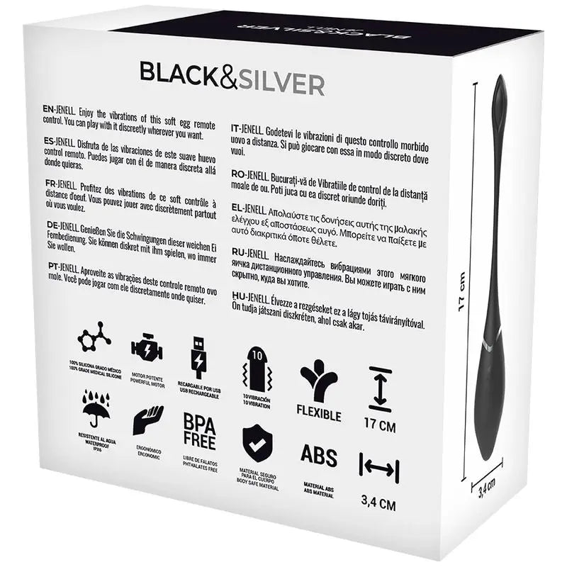 Black&Silver Jenell Wiederaufladbares Vibrations-Ei