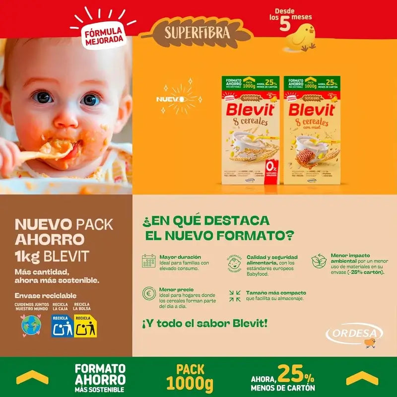 Blevit Säuglingsnahrung Superfibre 8 Müsli Sparformat, 1000 g