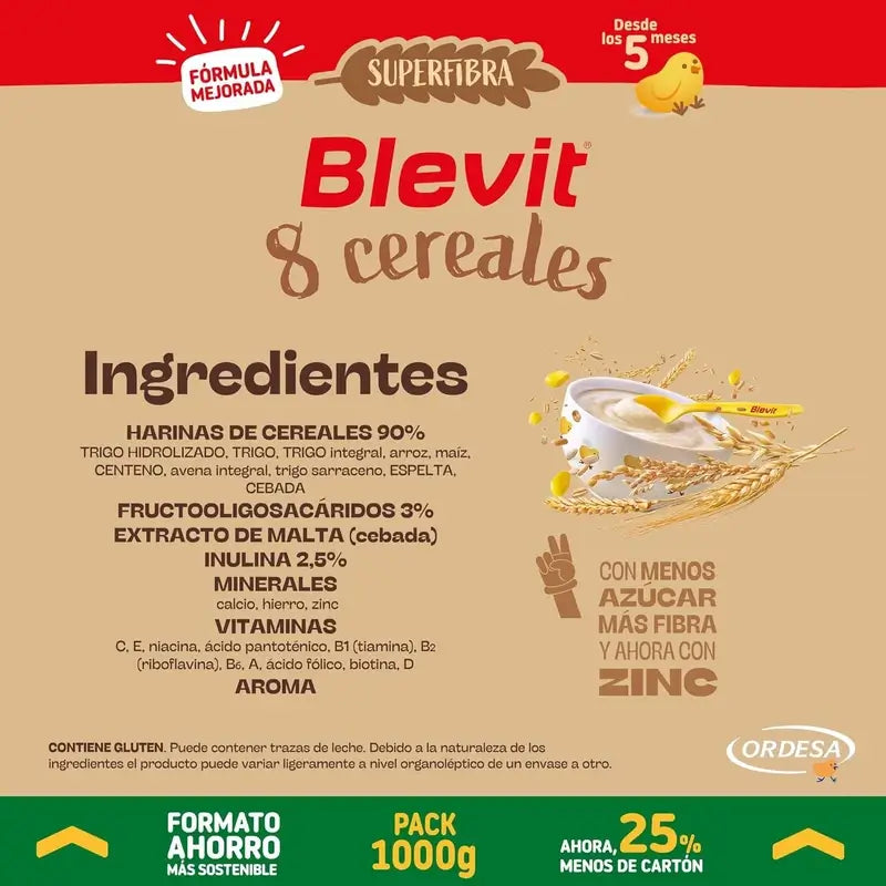 Blevit Säuglingsnahrung Superfibre 8 Müsli Sparformat, 1000 g