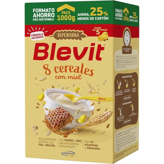 Blevit Babynahrung Superfibre 8 Getreide & Honig, 1000 grs.