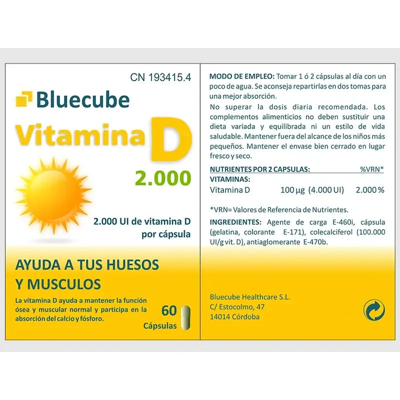 Bluecube Healthcare Vitamin D 2000, 60 Kapseln