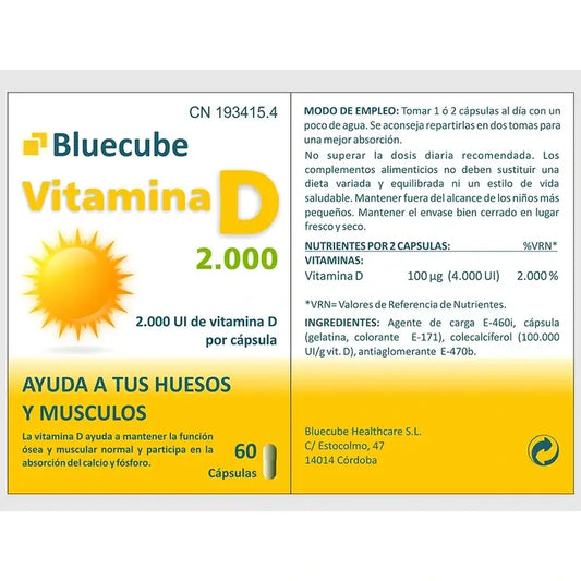 Bluecube Healthcare Vitamin D 2000, 60 Kapseln