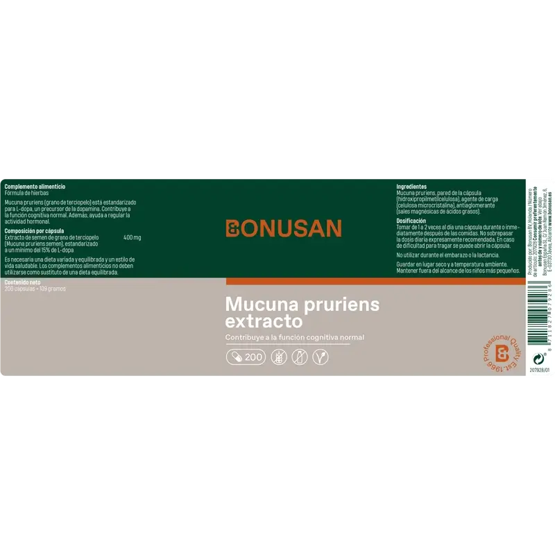 Bonusan Mucuna Pruriens Extrakt, 200 Kapseln