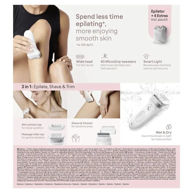 Braun Braun Silk-Épil 7, Epilierer für einfache Haarentfernung, lang anhaltend weiche Haut, 7-041