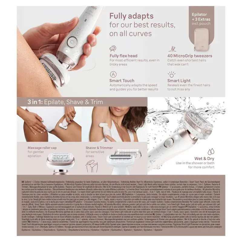Braun Silk-Épil 9 Flex 9002, Elektrischer Epilierer für Damen