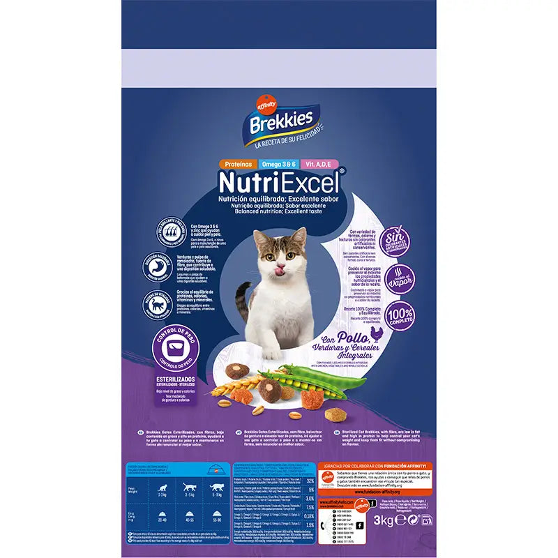 Brekkies Excel Feline Adult Sterilisiert, 3 kg, Katzenfutter