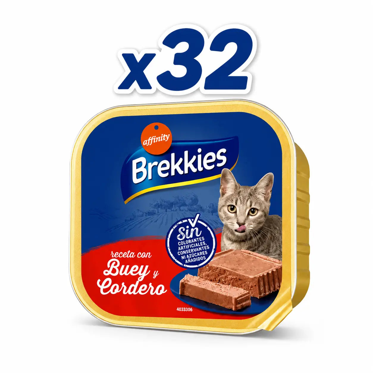 Brekkies-Becher „Katze, Rind und Lamm“, 100 g, 32er-Pack