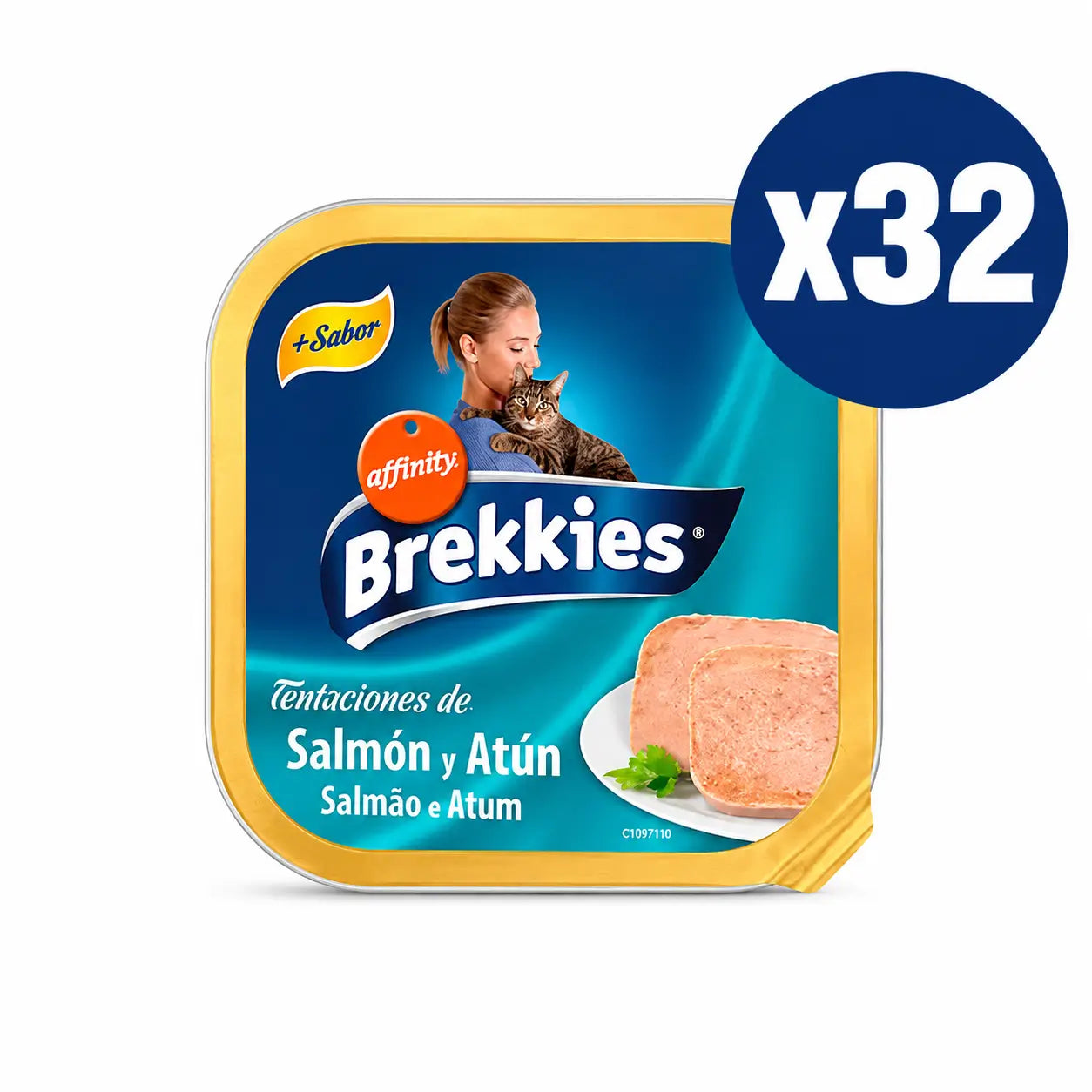 Brekkies Katzenfutter in der Schale mit Lachs und Thunfisch, 100 g, 32er-Pack