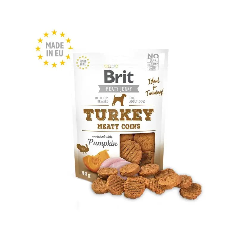 Brit Jerky Snack Meaty Coins Truthahn 80Gr für Hunde