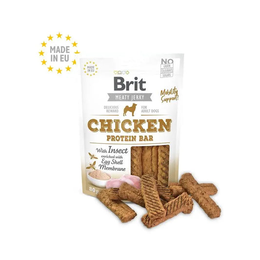 Brit Jerky Snack mit Insektenprotein Riegel Huhn 80Gr für Hunde