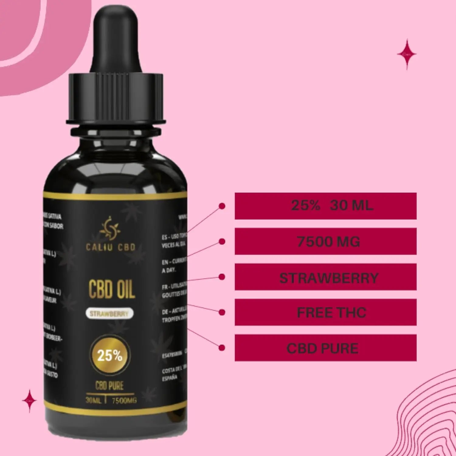 Caliu Reines Cbd Öl 15% 4500Mg Erdbeere Cbd 0% Thc, 30 ml