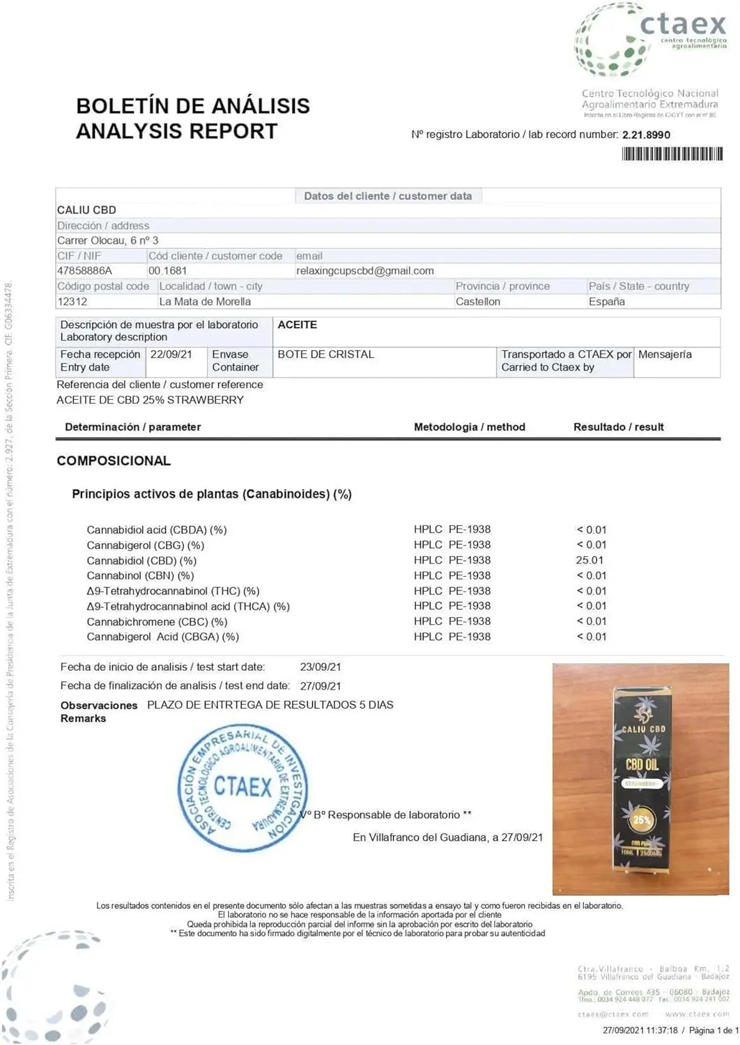 Caliu Reines Cbd Öl 15% 4500Mg Erdbeere Cbd 0% Thc, 30 ml