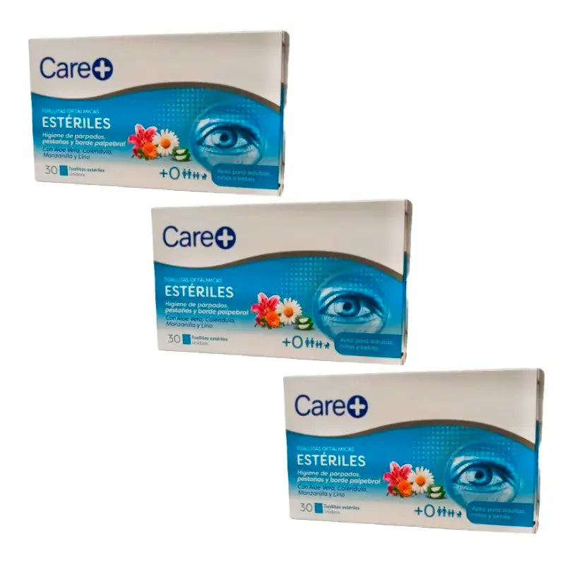 Care+ Sterile Brillenputztücher, Packung 3 x 30 Stück