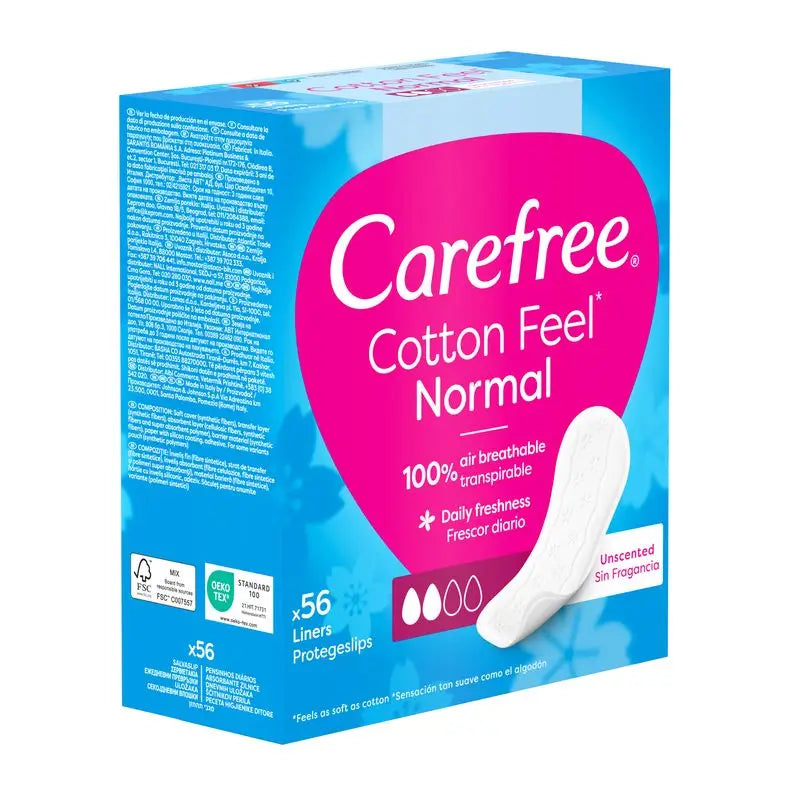 Carefree Cotton Feel Normal Fragrance Free 56pcs