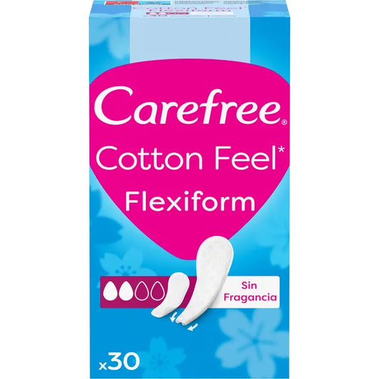 Carefree Cotton Flexiform Parfümfreie, nicht parfümierte, saugfähige Slipeinlage, 30 Stück