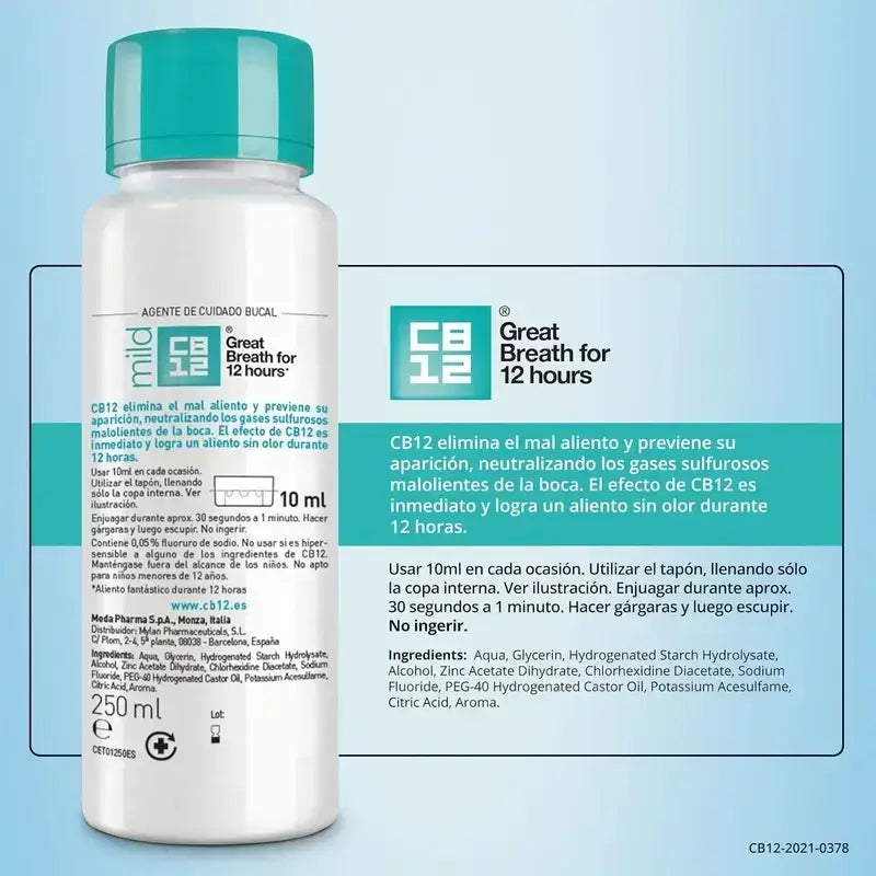 Cb12 Mildes Mundwasser Mildes Mundwasser mit Minzgeschmack bei Halitosis, 2X250 Ml