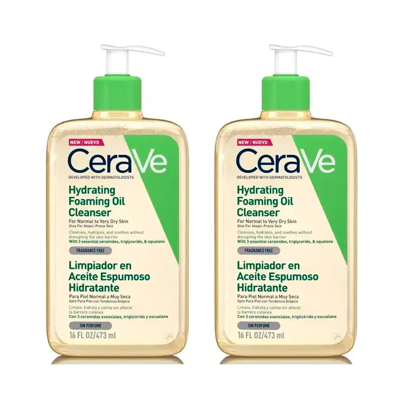CeraVe Feuchtigkeitsspendendes schäumendes Reinigungsöl, Packung 2 x 473 ml