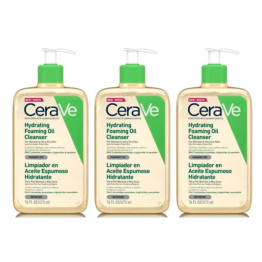 CeraVe Feuchtigkeitsspendendes schäumendes Reinigungsöl, Packung 3 x 473 ml