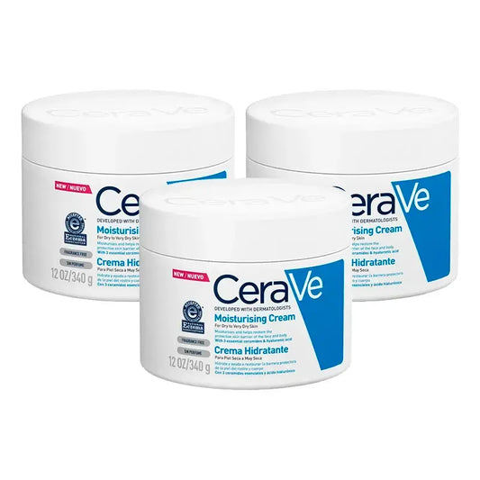 CeraVe Feuchtigkeitscreme Trockene Haut, Packung 3 x 340 g