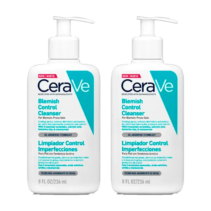 CeraVe Duplo Reiniger Kontrolle Unvollkommenheiten, 2X236 Ml