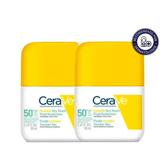 Cerave Invisible Protective Fluid Oil Control Spf 50+ mit 3 Ceramiden, Packung 2 x 50 ml