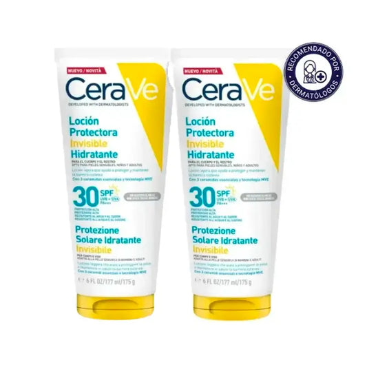 Cerave Invisible Protective Feuchtigkeitslotion Spf 30 mit 3 Ceramiden, Packung 2 x 177 ml