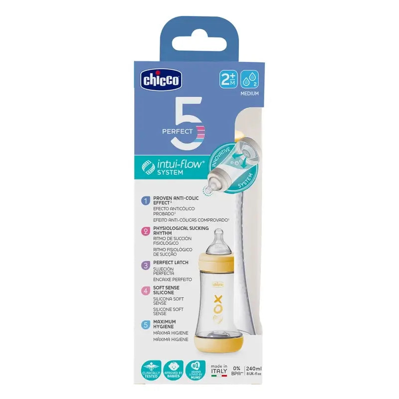 Chicco Perfect5 Neutral Babyflasche Medium Flush 240 Ml 2M+