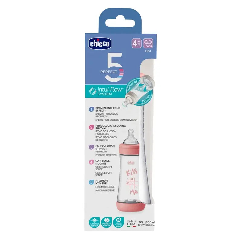Chicco Babyflasche Perfect5 Rosa Fast Flow 300Ml 4M+