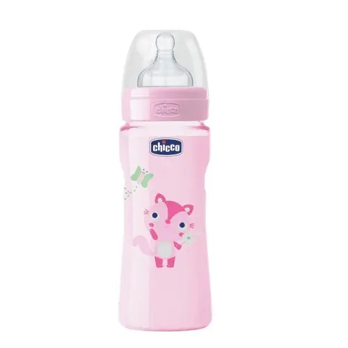 Chicco Baby Bottle Silicone Pink Fast Flow +4 Months 330 ml