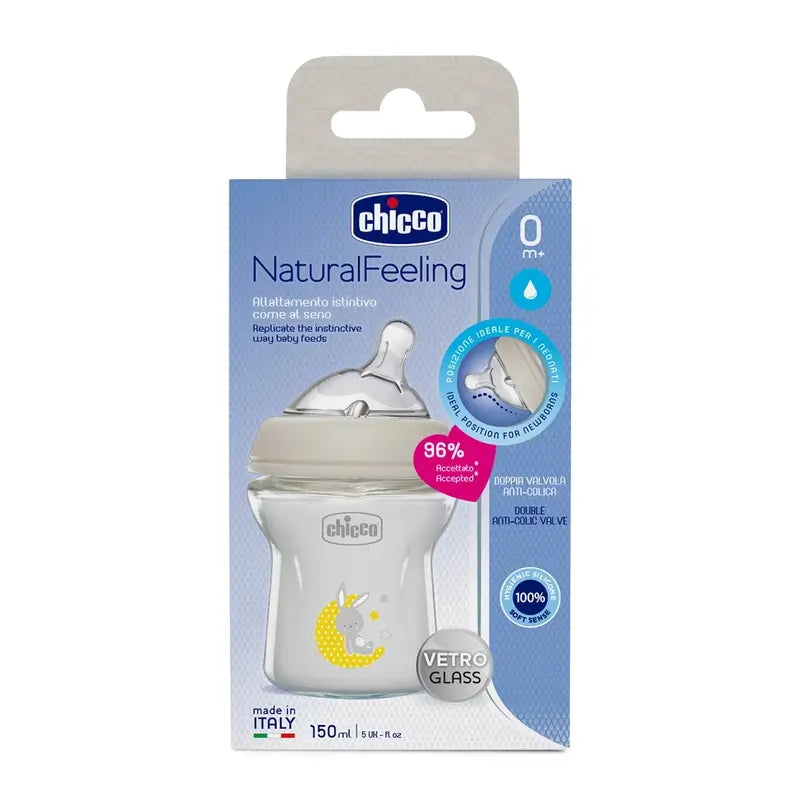 Chicco Naturalfeeling 150 Ml Slow Flow Glas Babyflasche 0M+