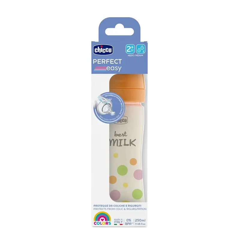 Chicco Perfecteasy Silikonflasche Orange 250 Ml Medium Flush 2M+
