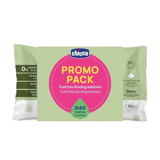 Chicco Bipack Biologisch abbaubare Reinigungstücher 2X60 Einheiten