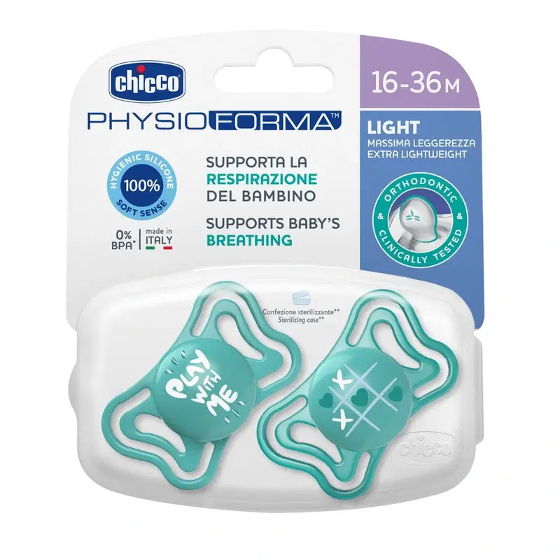 Chicco Schnuller Physio Licht Silikon Blau 16-36M 2 Einheiten