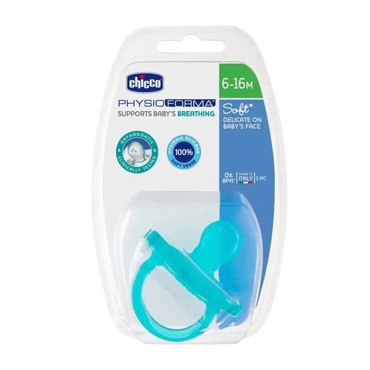 Chicco - Physio Soft Silicone Pacifier Blue +6 Months, 1 piece