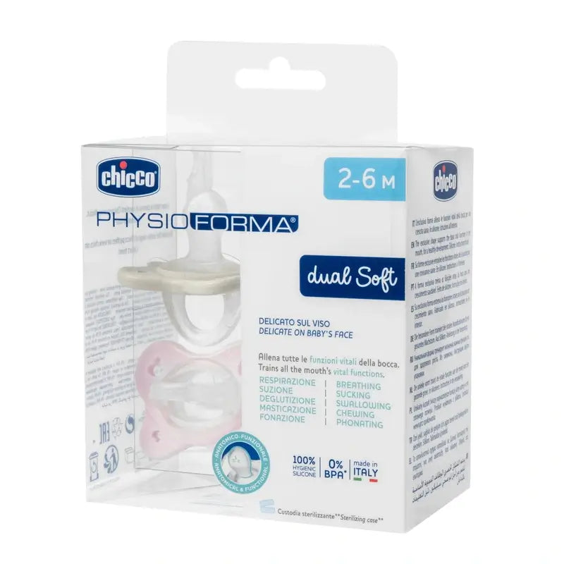 Chicco Physioforma Dual Soft Silikon Schnuller Rosa 2-6M 2 Einheiten