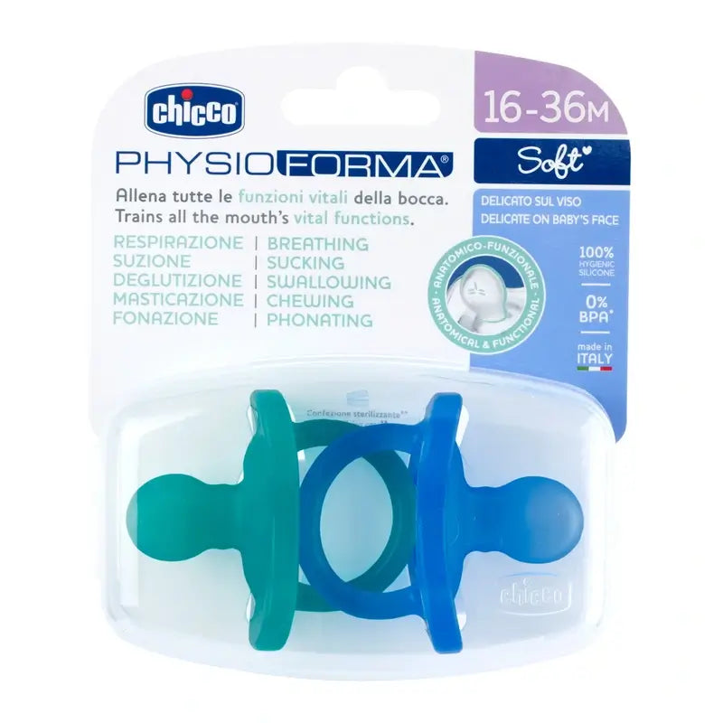 Chicco Physioforma Soft Schnuller Blau 16-36M 2 Einheiten