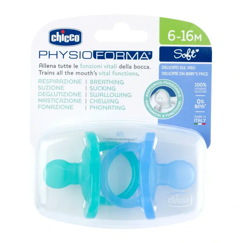 Chicco Schnuller Physioforma Soft Blau 6-16M 2 Stück