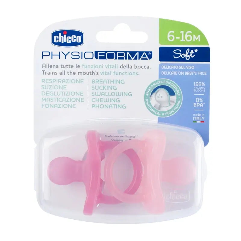 Chicco Physioforma Soft Schnuller Rosa 6-16M 2 Einheiten