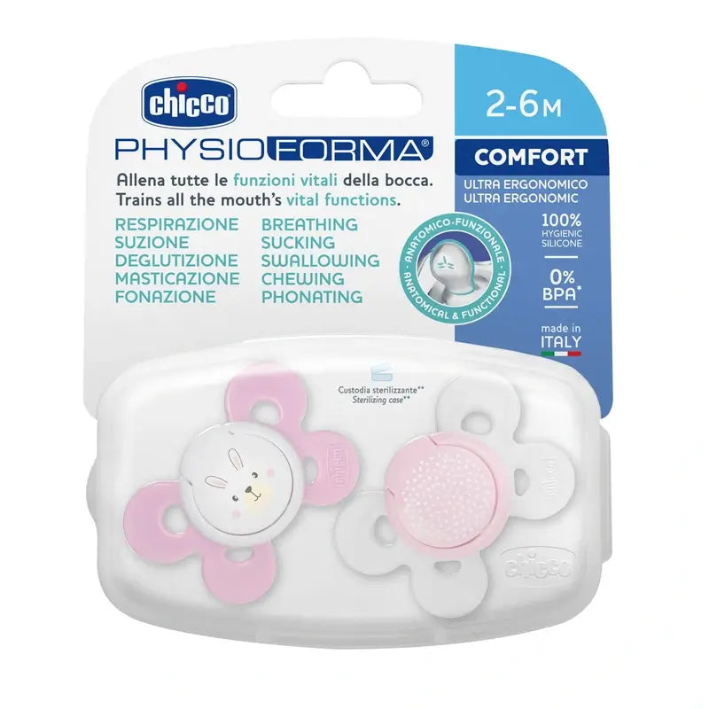 Chicco Schnuller Physio Comfort Silikon Rosa 2-6M 2 Stück sortiert