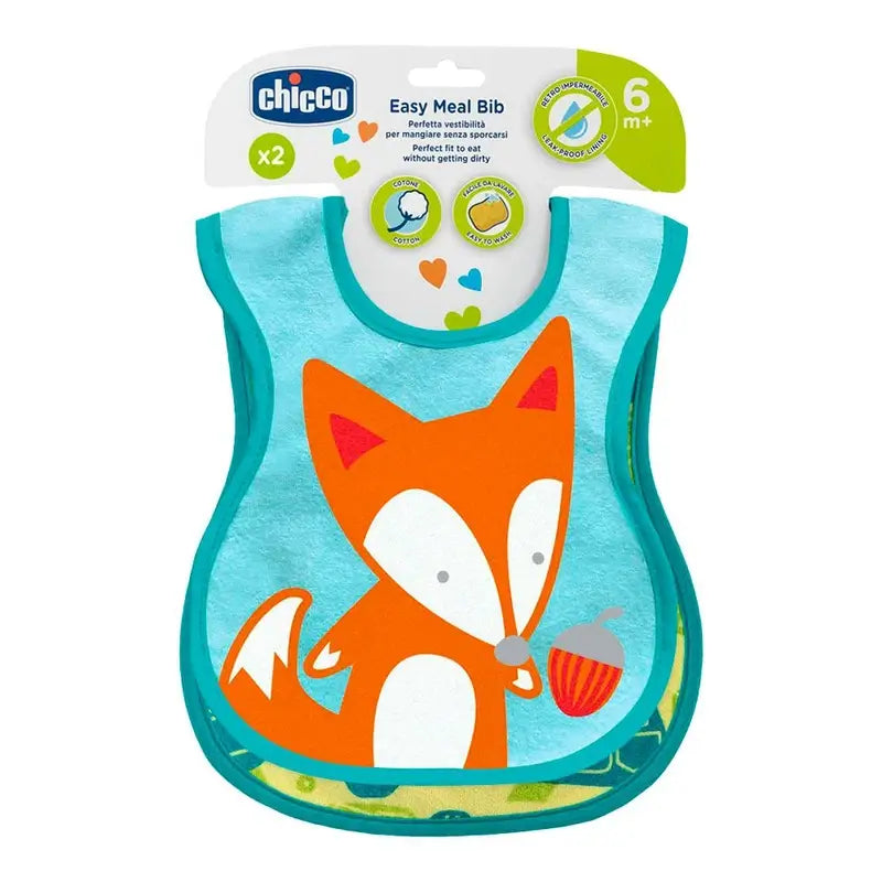 Chicco Neutral Baumwolle Lätzchen Set 6M+ 2 Einheiten