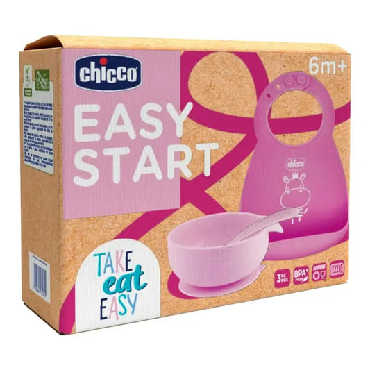 Chicco Take Eat Easy Silikon Mahlzeit Set Rosa 6M+