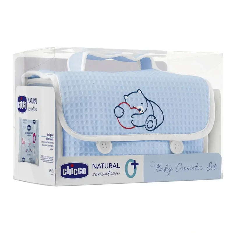 Chicco Geschenkset Natural Sensation Pique Tasche Blau