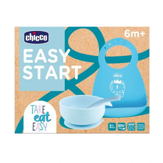 Chicco Take Eat Easy Mahlzeit Set Silikon Blau 6M+