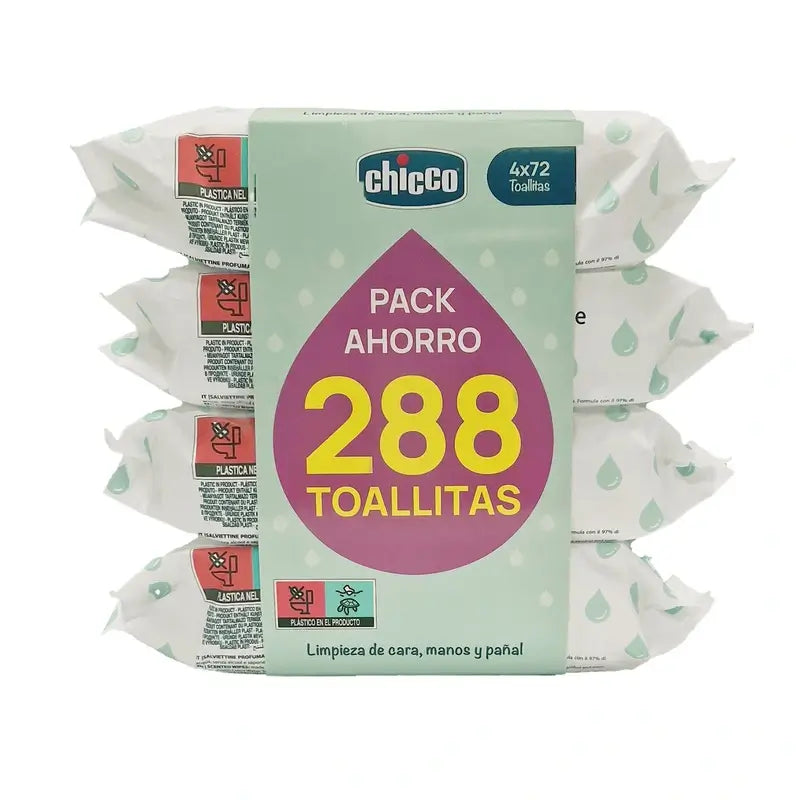 Chicco Tetrapack duftende Tücher ohne Deckel 4X72 Einheiten