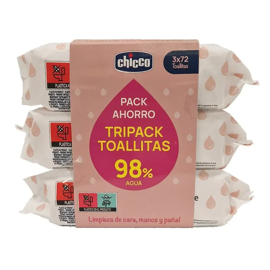 Chicco Tripack Zarte Tücher mit Deckel 3X72 Stk.