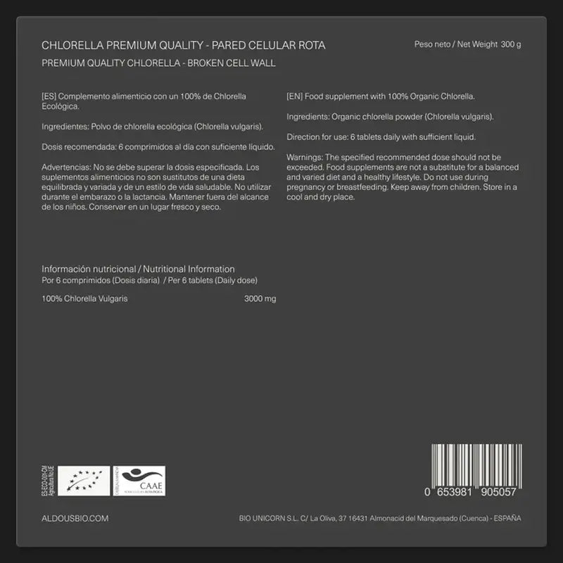 Aldous Chlorella und Spirulina Bio Premium, 600 Einheiten